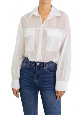 Camicia tinta unita con tasche Flavia 
